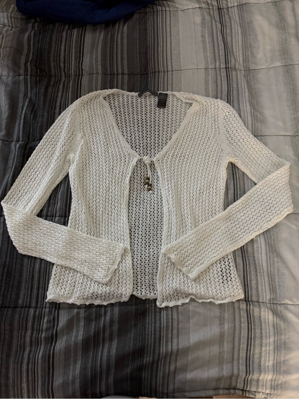 Liz Claiborne White crochet Tie-Front Cardigan